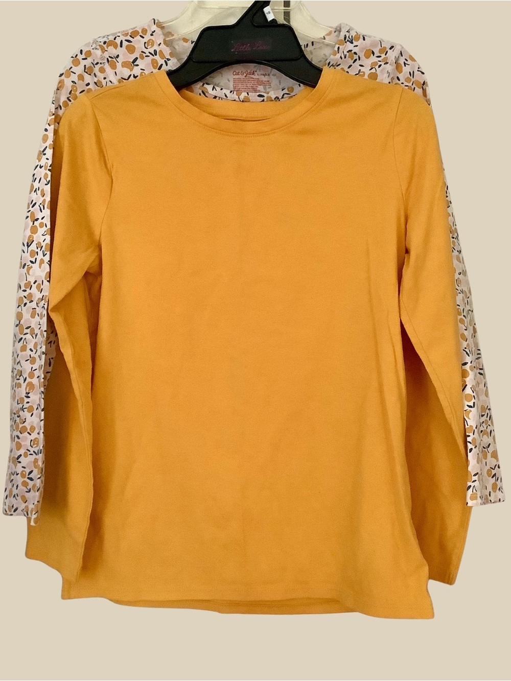 Girls Cat & Jack Long-Sleeve Crewneck Top in Mustard Yellow, L 10/12